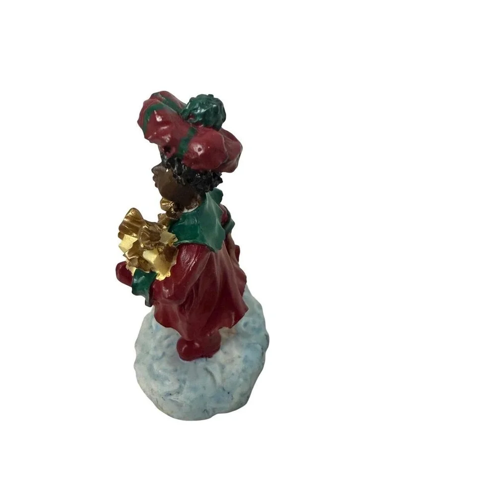 Unbranded Christmas Girl Figurine Holiday Decor Small Red Green Gold Gift Dog
